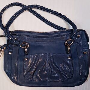 B_Makowsky Blue Leather Satchel
